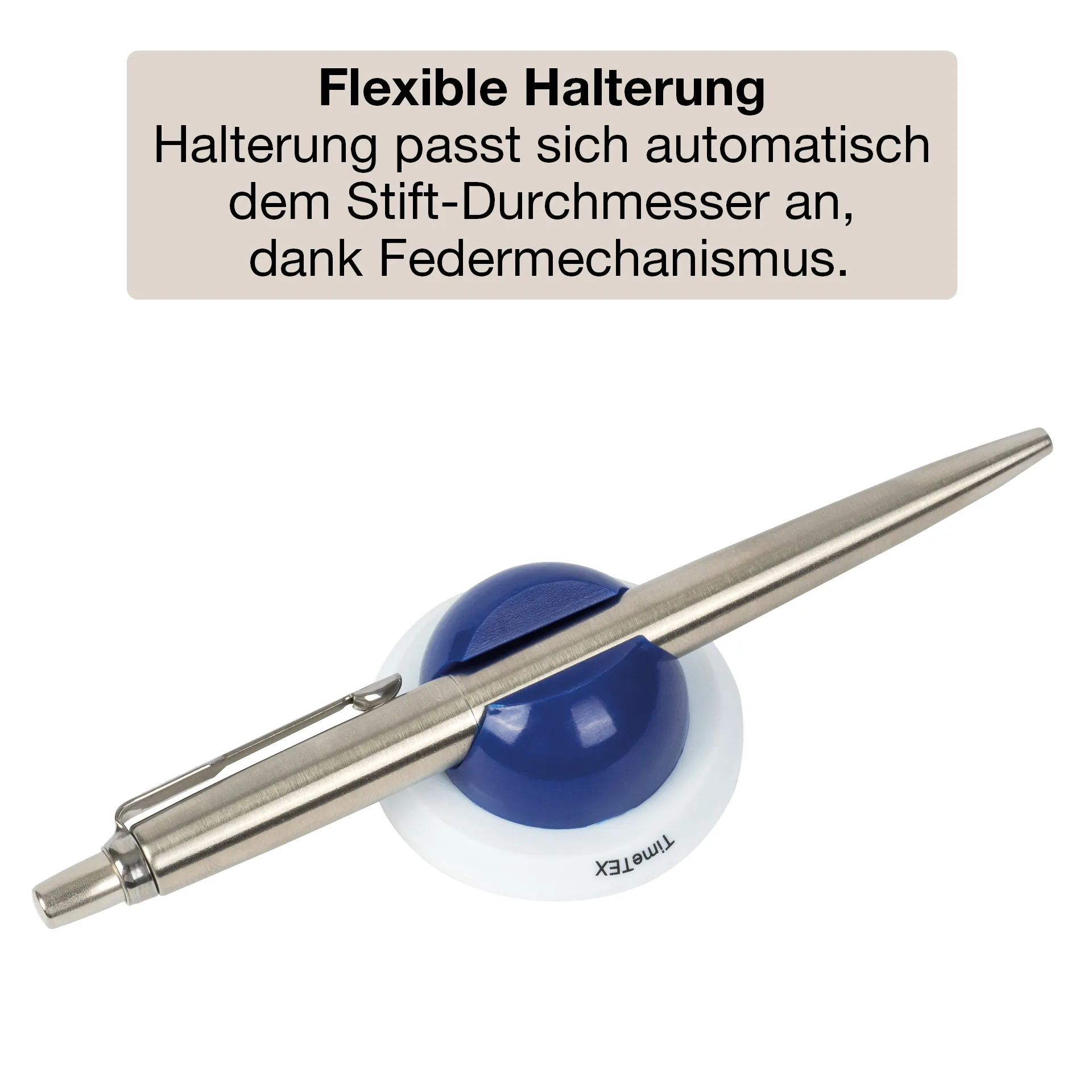 Klemm-Stifthalter (weiß/blau), selbstklebend