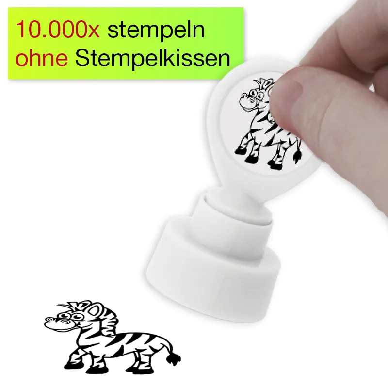 Siebdruck-Stempel "Perpetuum" rund "Zebra"