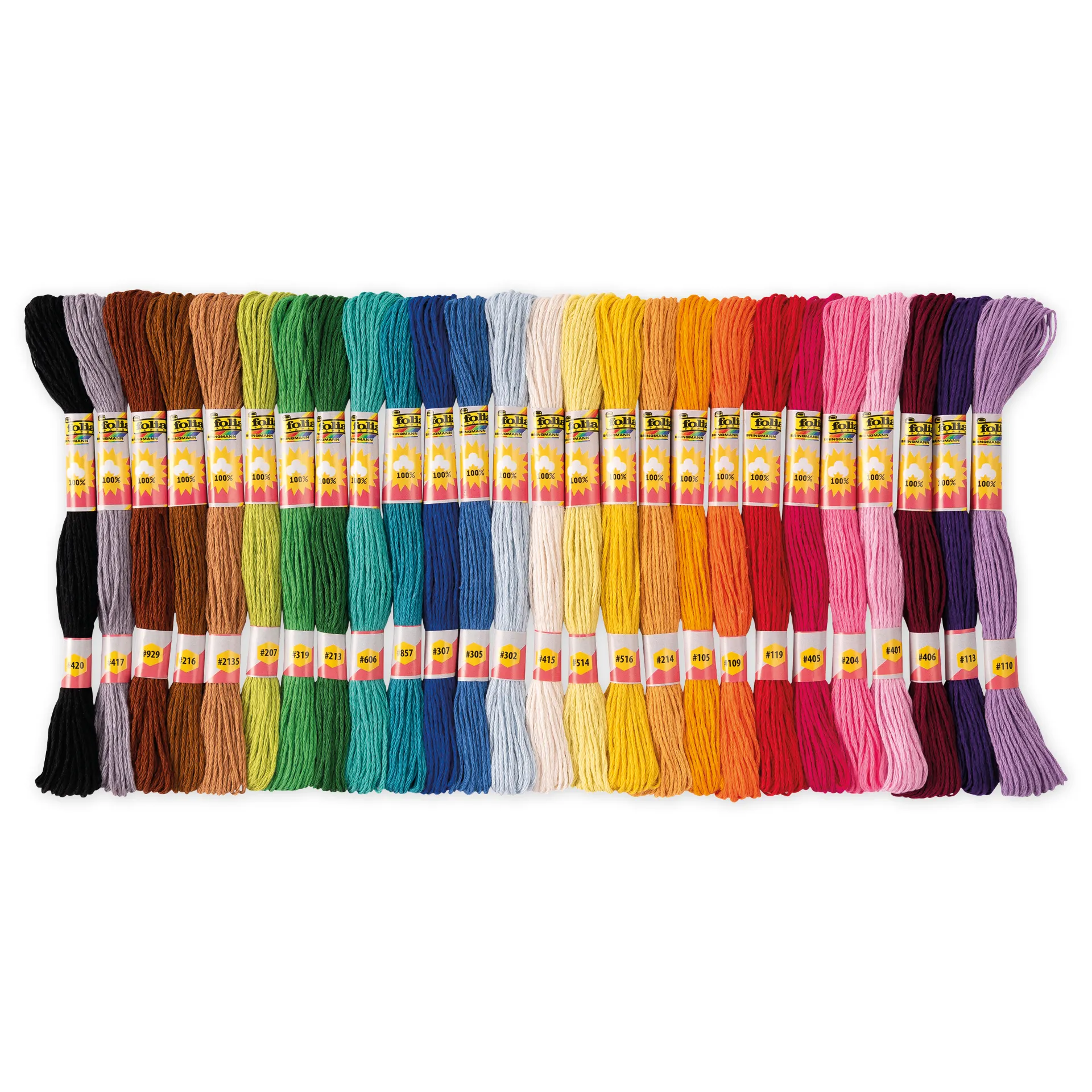 Stickgarn, 52 Docken in 26 Farben