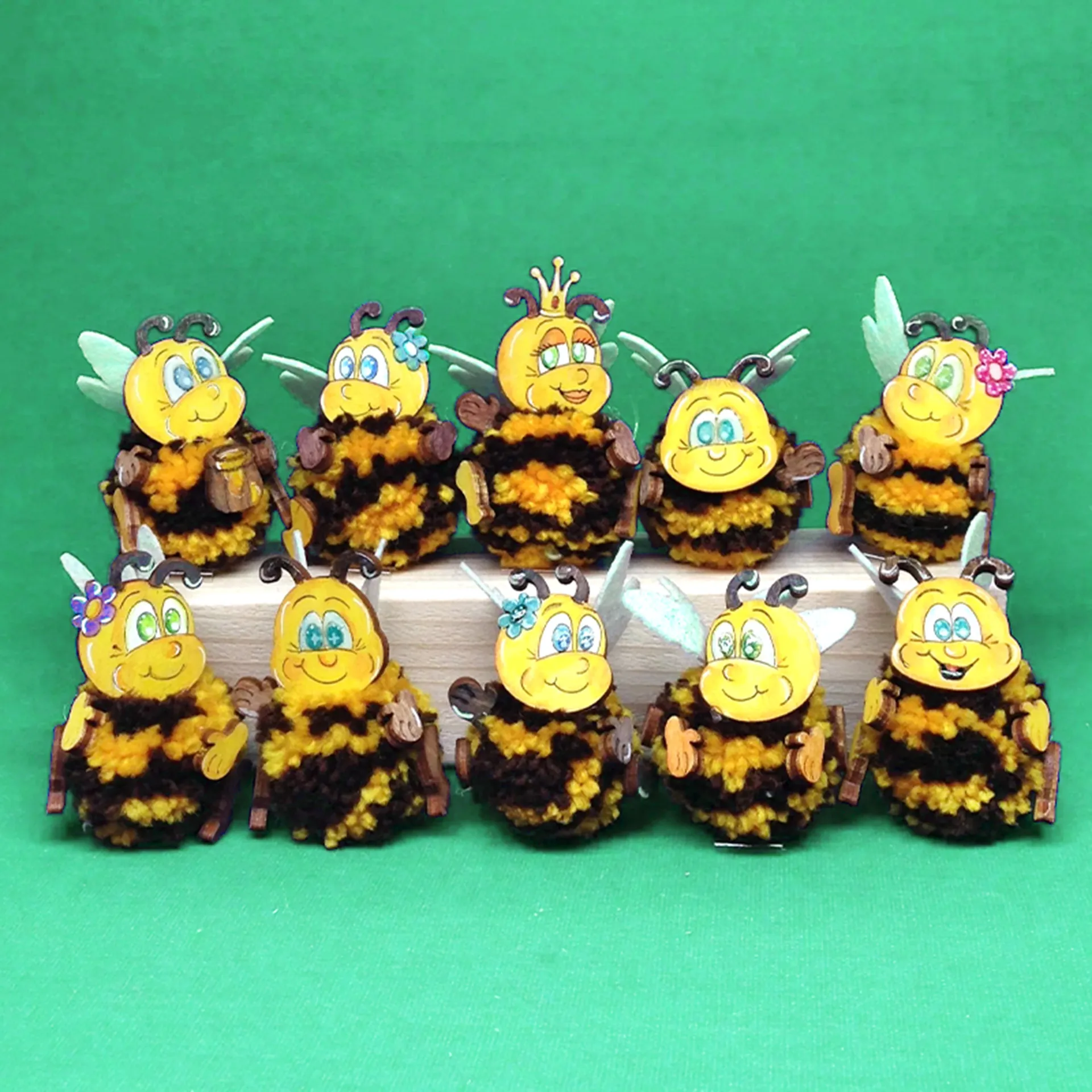Pompon-Bienen Bastelset, 10 Stk.