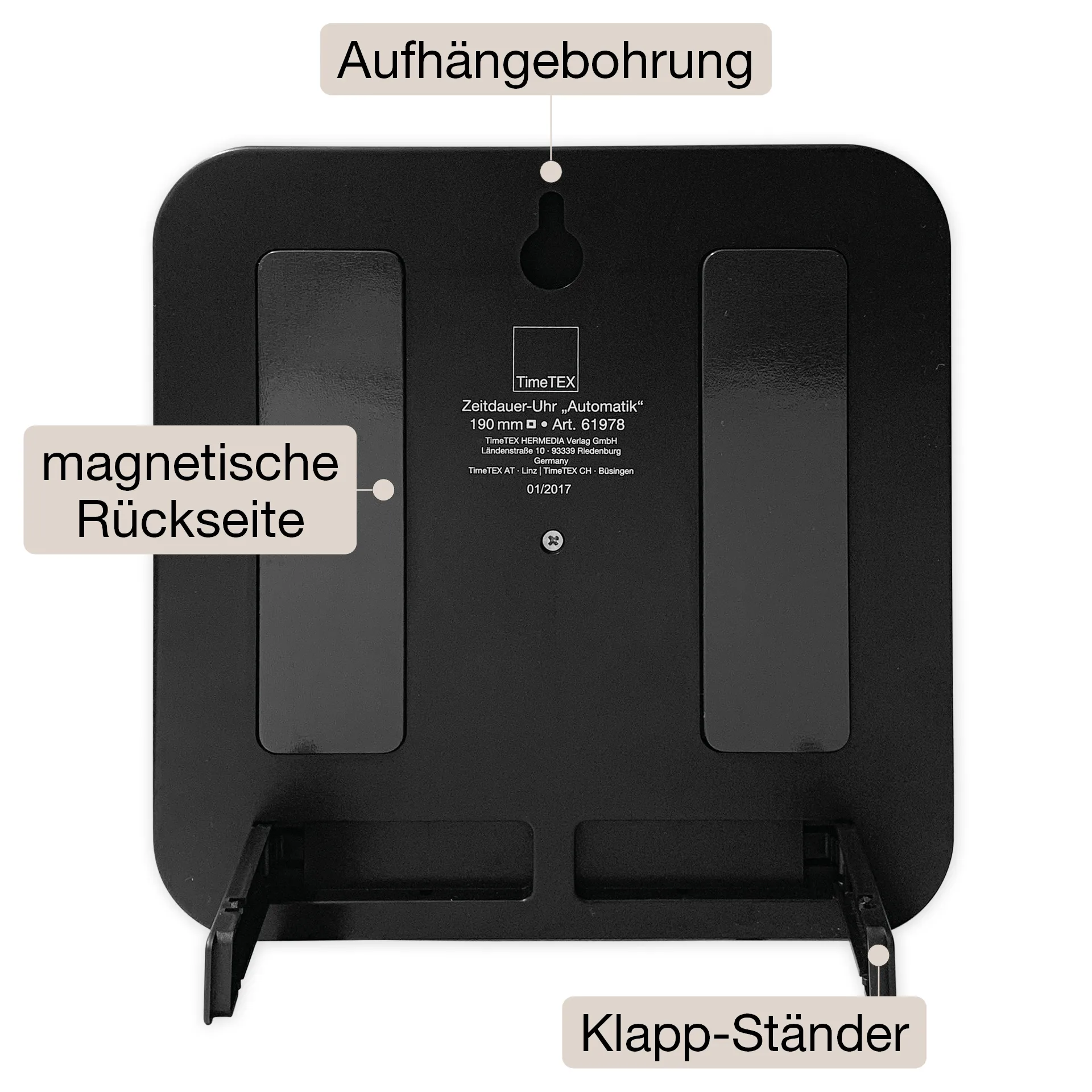 Zeitdauer-Uhr "Automatik" magnetisch, 19x19 cm, mit Ampelscheibe