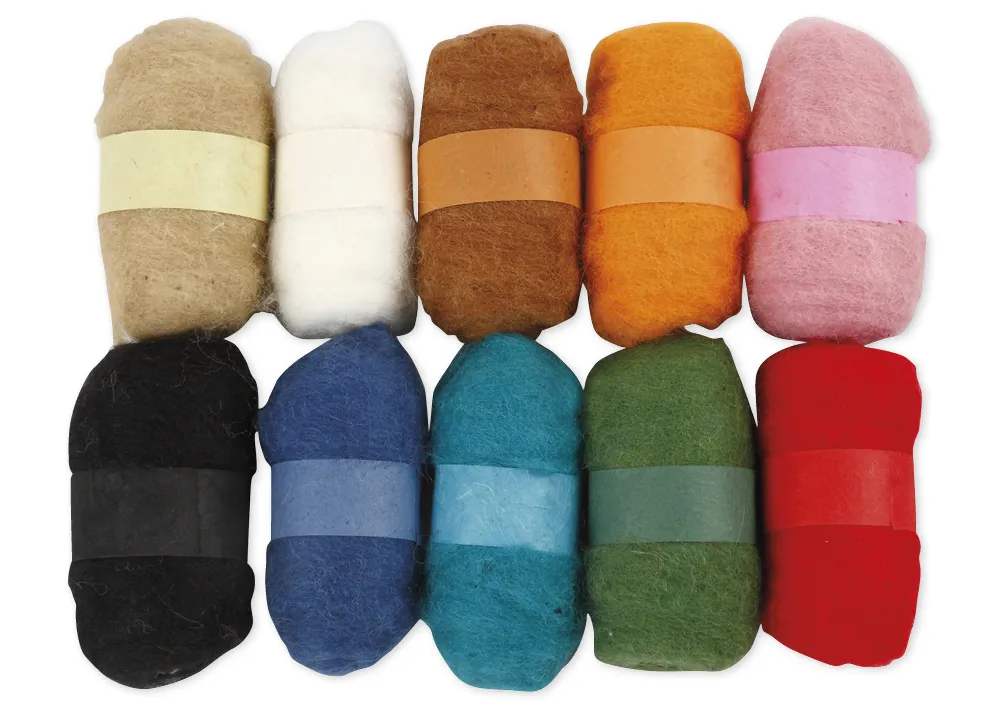 Kardierte Wolle, 10x 25 g