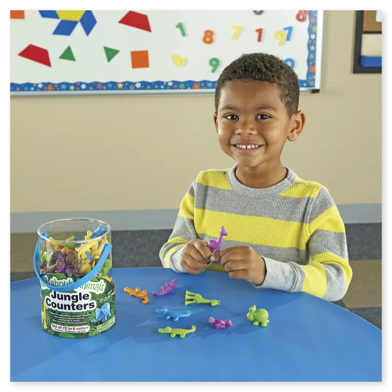 Set Dschungel-Tiere farbig sortiert, 72-tlg., in Dose