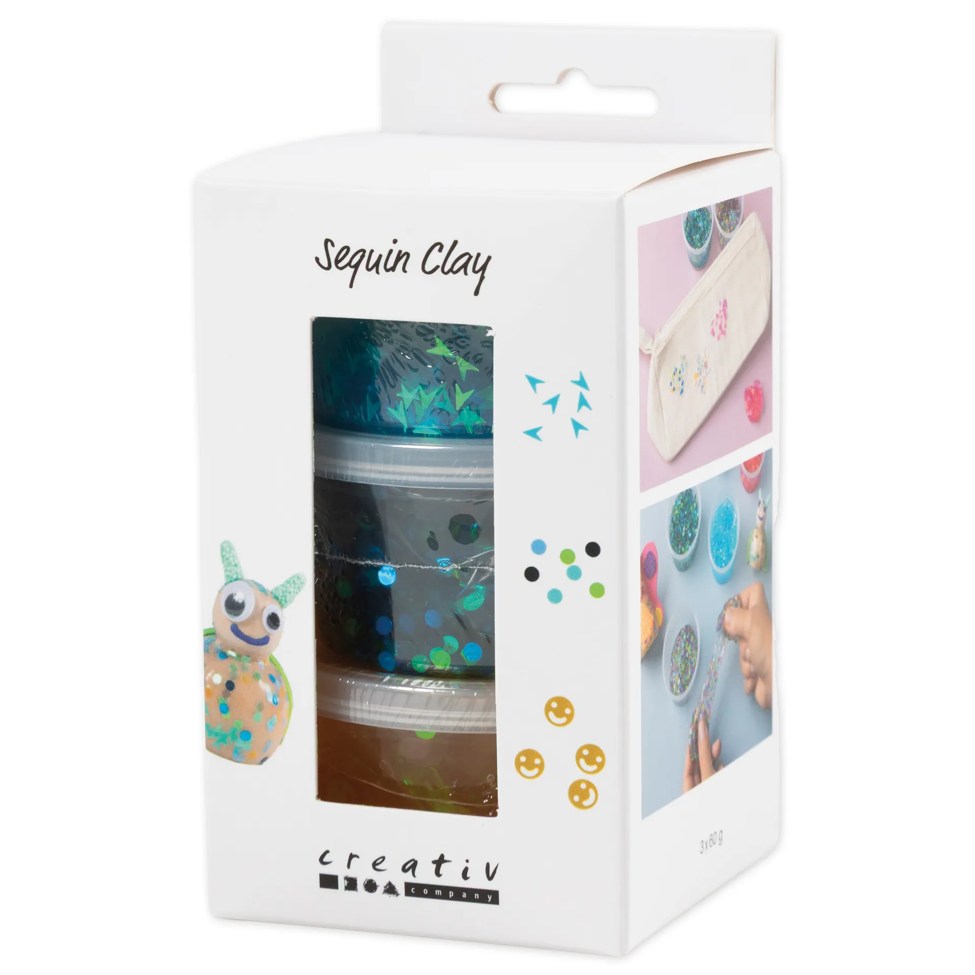 Sequin Clay Modelliermasse, 3x 60 g