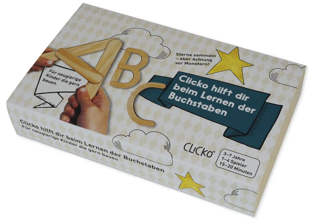 Set Holz-Buchstaben magnetisch, 60-tlg. in Box