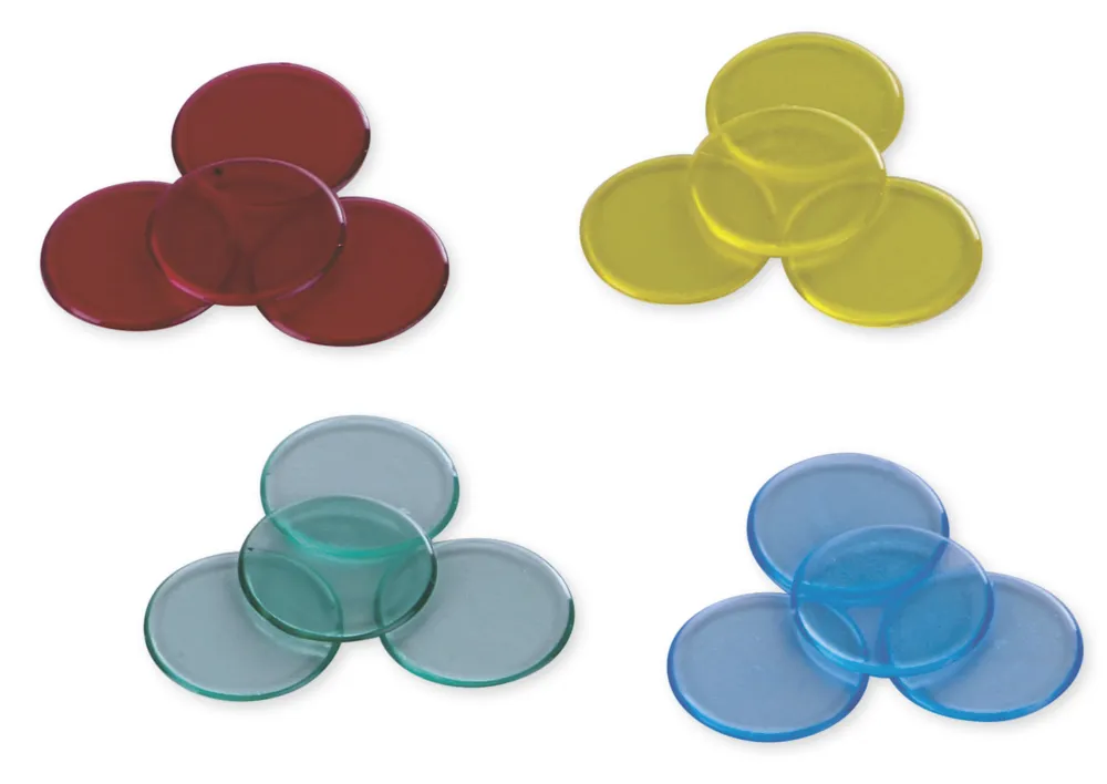 Kunststoff Plättchen transparent, 100 Stück in Box