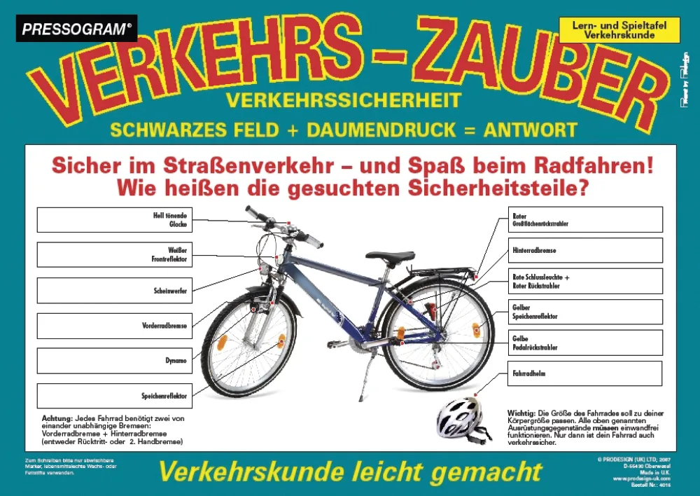 TimeTEX Zaubertafel "Verkehrserziehung" Fahrrad-Verkehrssicheheit 