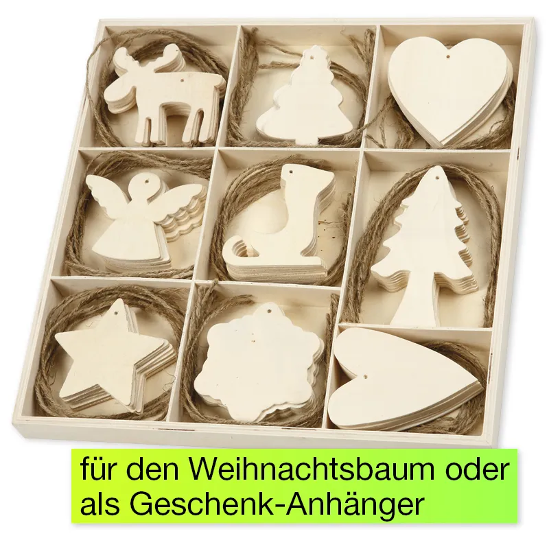 Weihnachtsbaum-Schmuck aus Holz, 72-tlg.