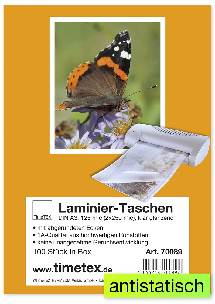 Laminier-Taschen A3 2x125 mic glänzend, 100 Stück