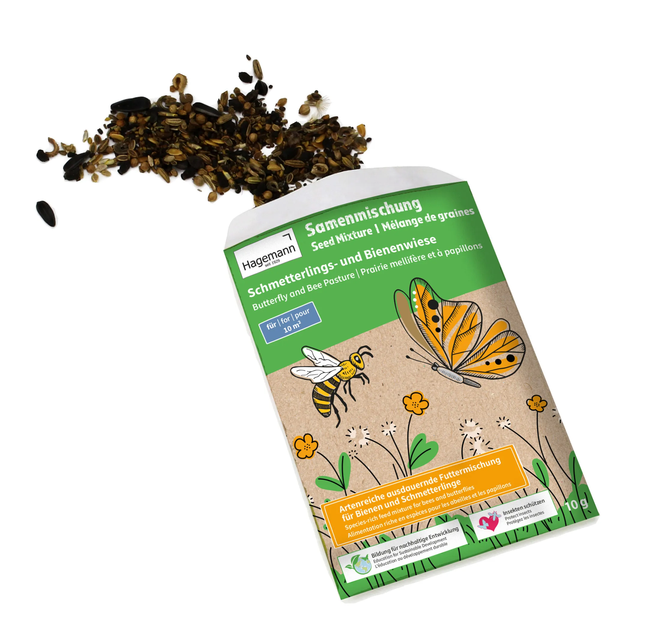 Hagemann Samenmischung -  Schmetterlings- und Bienenwiese für 10m²