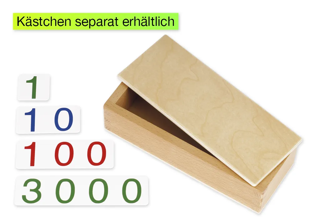 TimeTEX Zahlenkarten klein, 1-3.000, Kunststoff "Montessori Premium"