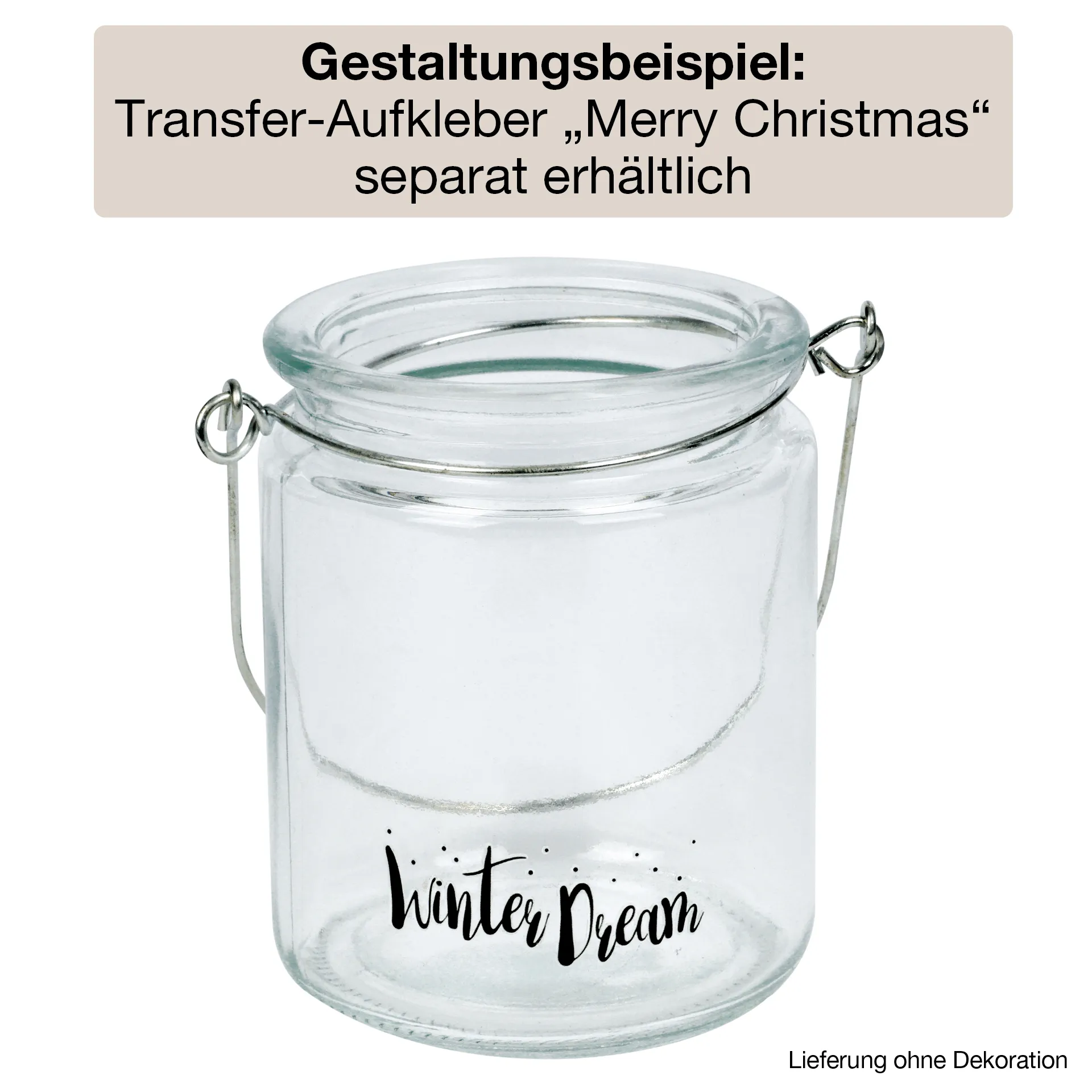 Kerzenglas mit Metallbügel, ca. 10 cm hoch, 12 Stück