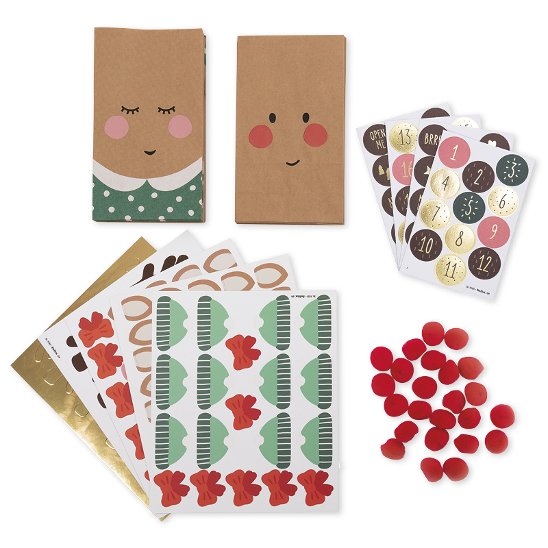 Bastelset Adventskalender Rentier, 216-tlg.