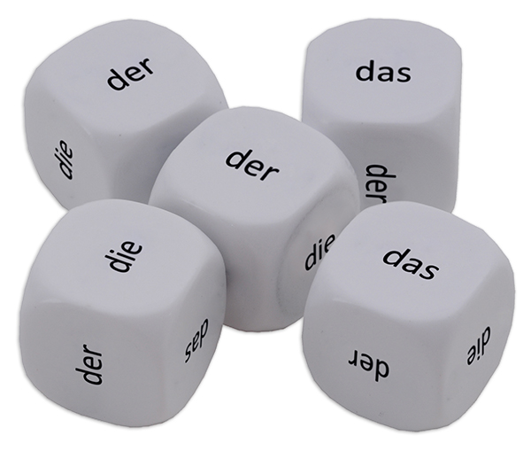 Würfel-Set Deutsch "Artikel" 5-tlg., 16 mm