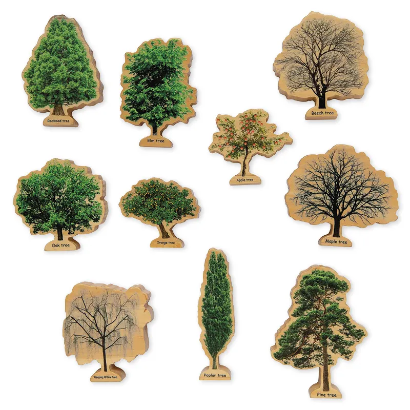 Jahreszeiten-Bäume aus Holz, 10-tlg.