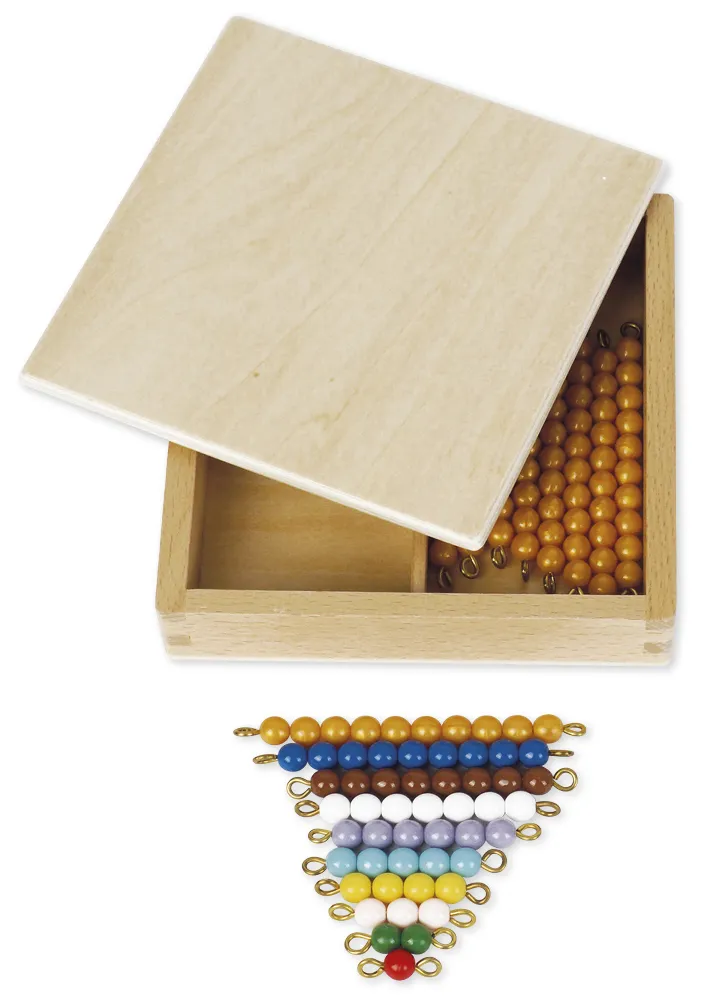 TimeTEX Kasten mit farbiger Perlentreppe und Zehnerstangen, lose Perlen "Montessori Premium"