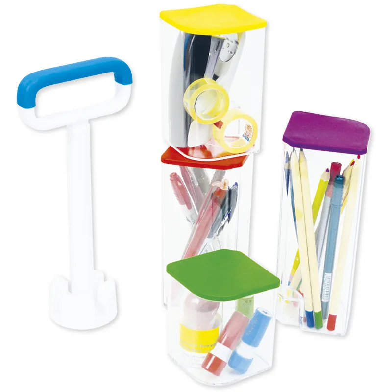 Tisch-Organizer "transparent", Kunststoff, mit Deckel, 4-tlg.