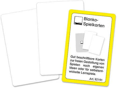 Blanko-Spielkarten im Etui, beidseitig weiß