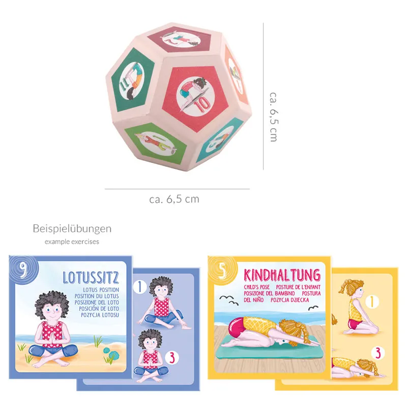 Yoga-Set für Kinder mit Würfel und Karten, 13-tlg.