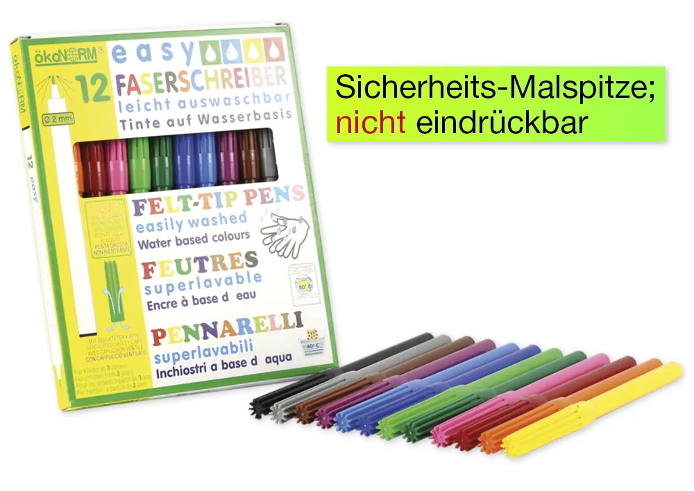 easy Faserschreiber 2 mm, 12 Farben