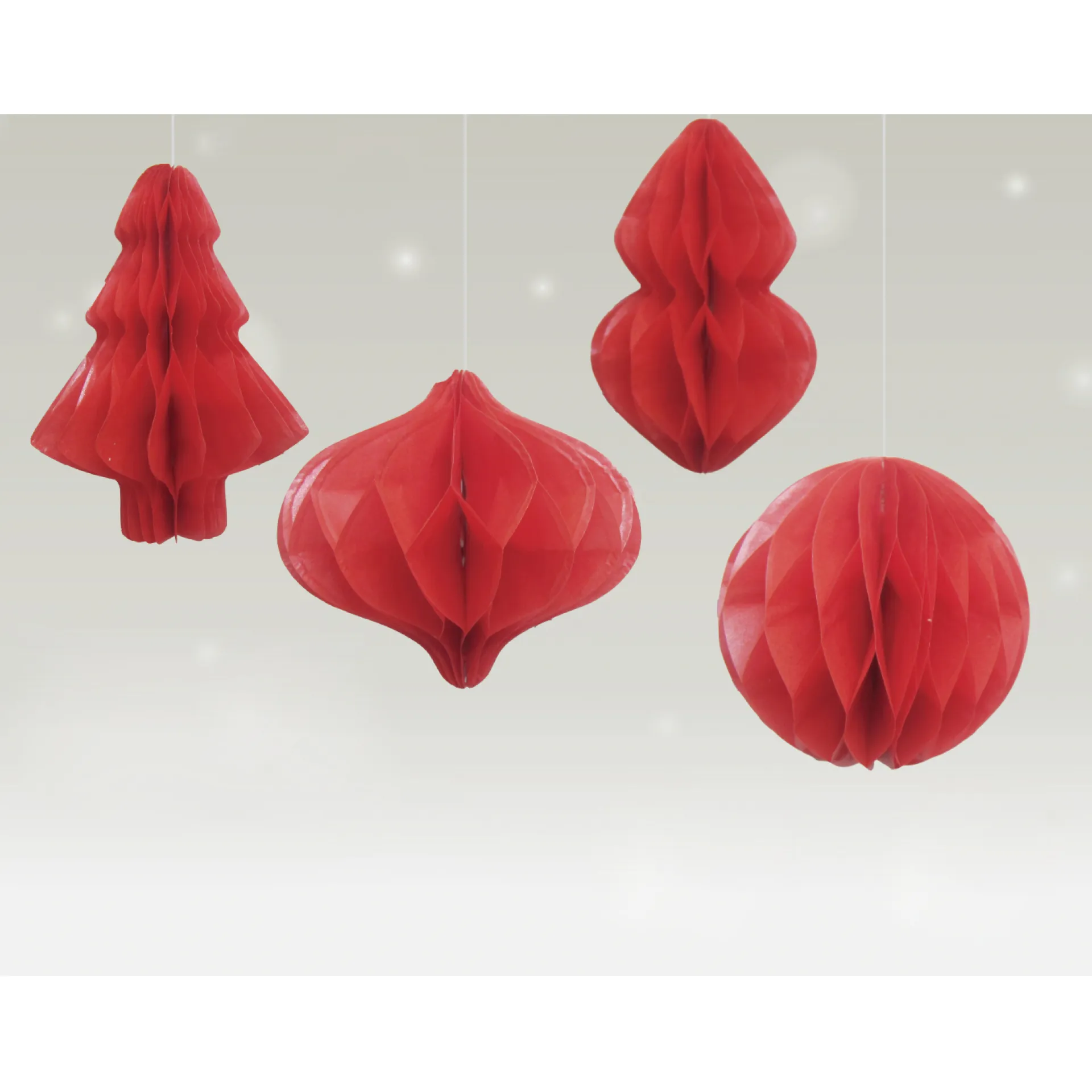 Deko-Set "Weihnachten Honeycomp" aus Papier, 4-tlg.