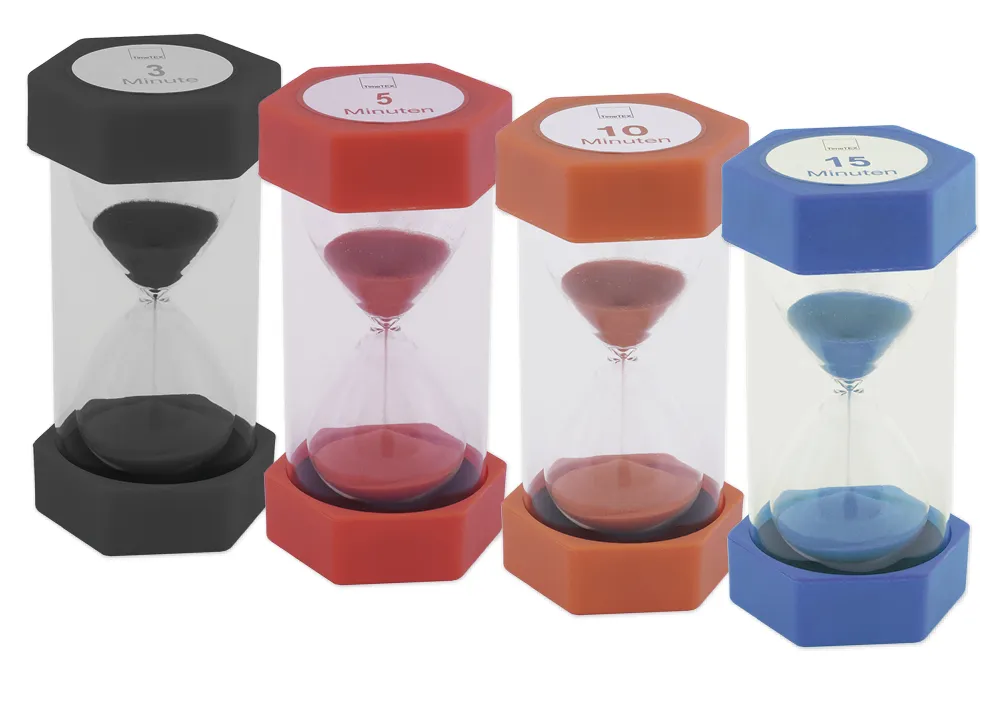 Set Mega-Sanduhren 16cm hoch, 7 cm ø, 4-tlg.