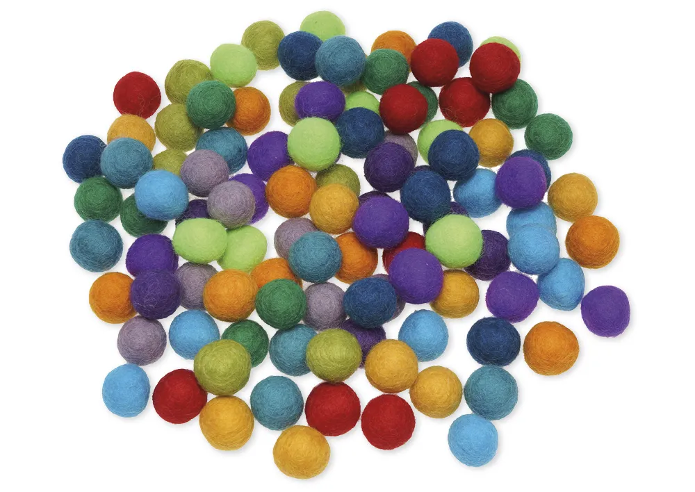 Filzkugeln "Kunterbunt", 2 cm ø, 12 Farben, 120 Stück