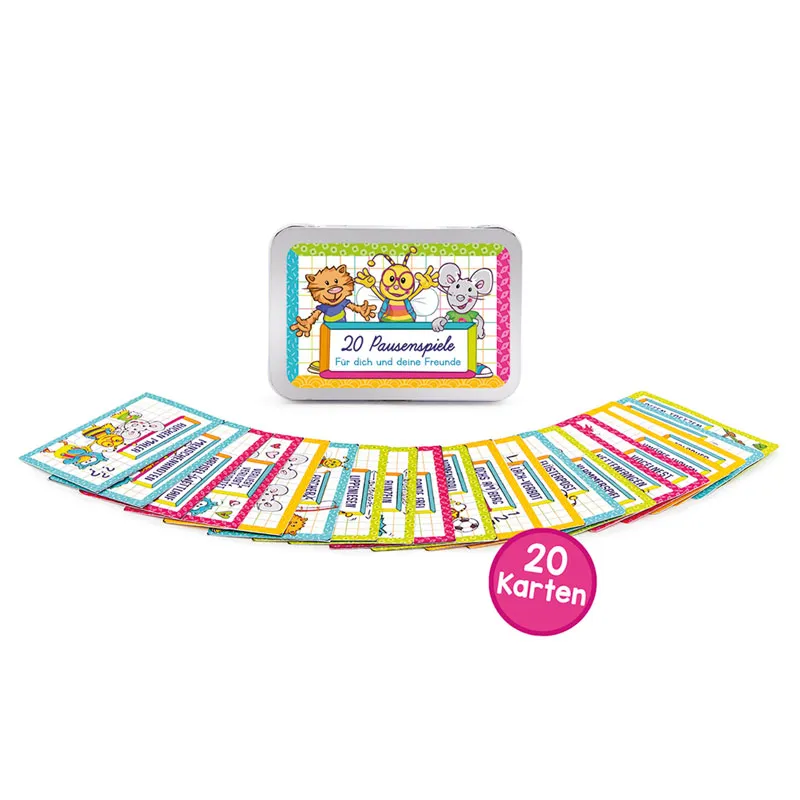Karten-Set "20 Pausenspiele", in Metallbox