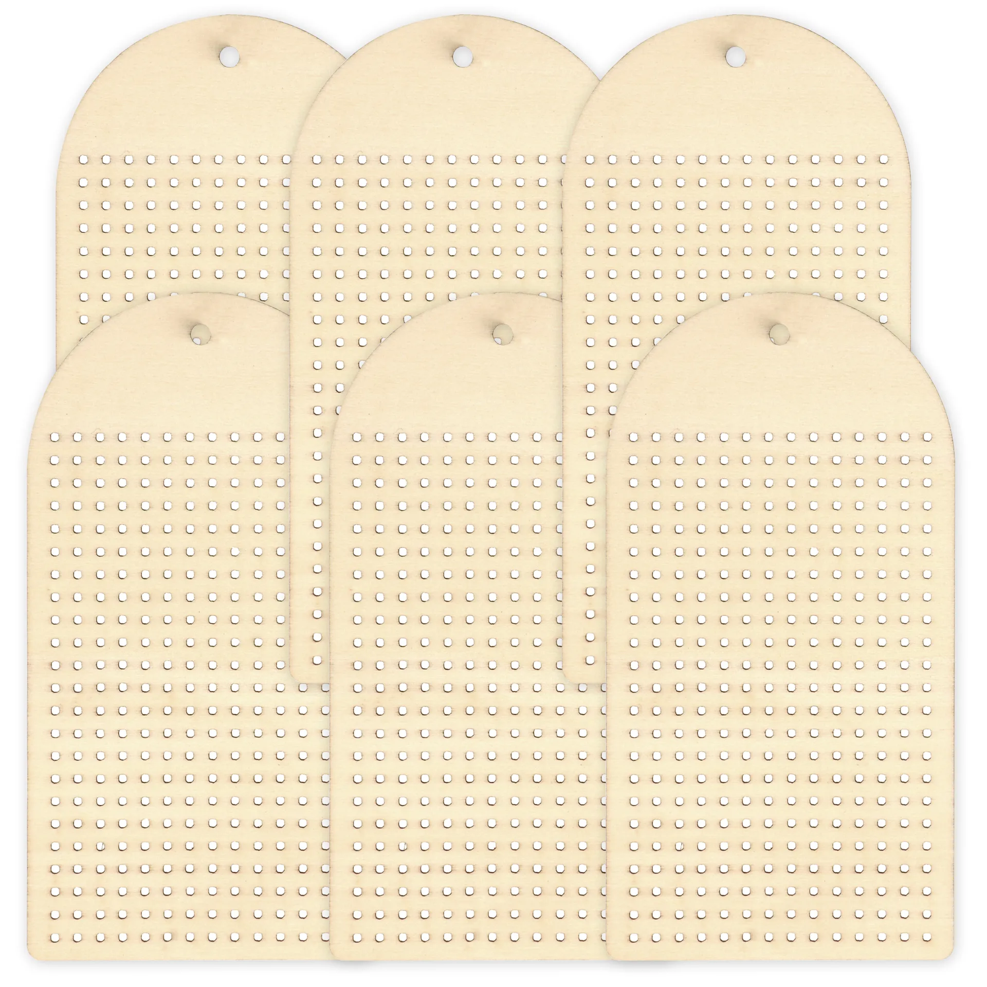 Holzanhänger zum Besticken, 6 Stück