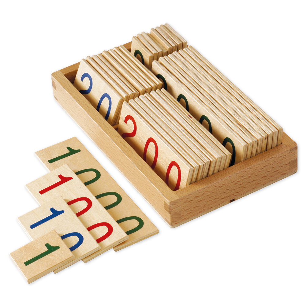 TimeTEX Hölzerne Zahlenkarten 1-9.000, klein, im Kasten "Montessori Premium"