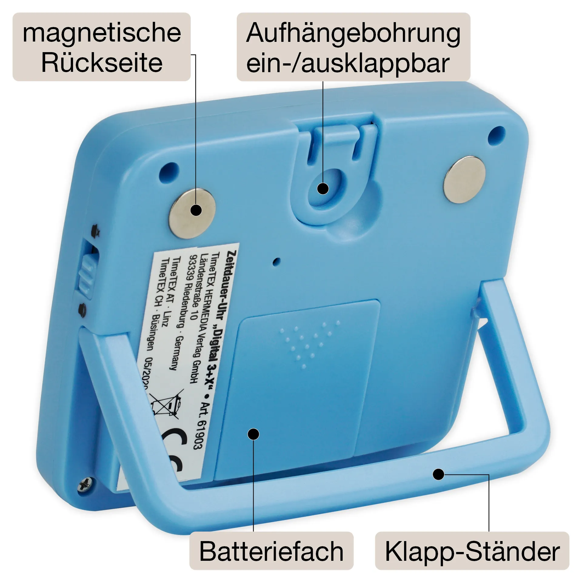 Zeitdauer-Uhr "Digital 3+X", 3 Fixzeiten