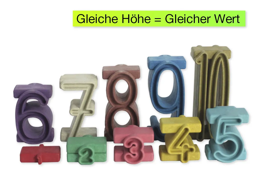 Stapel-Zahlen "Zahl-auf-Zahl", 34-tlg., "Montessori-Farben" "Montessori Premium"