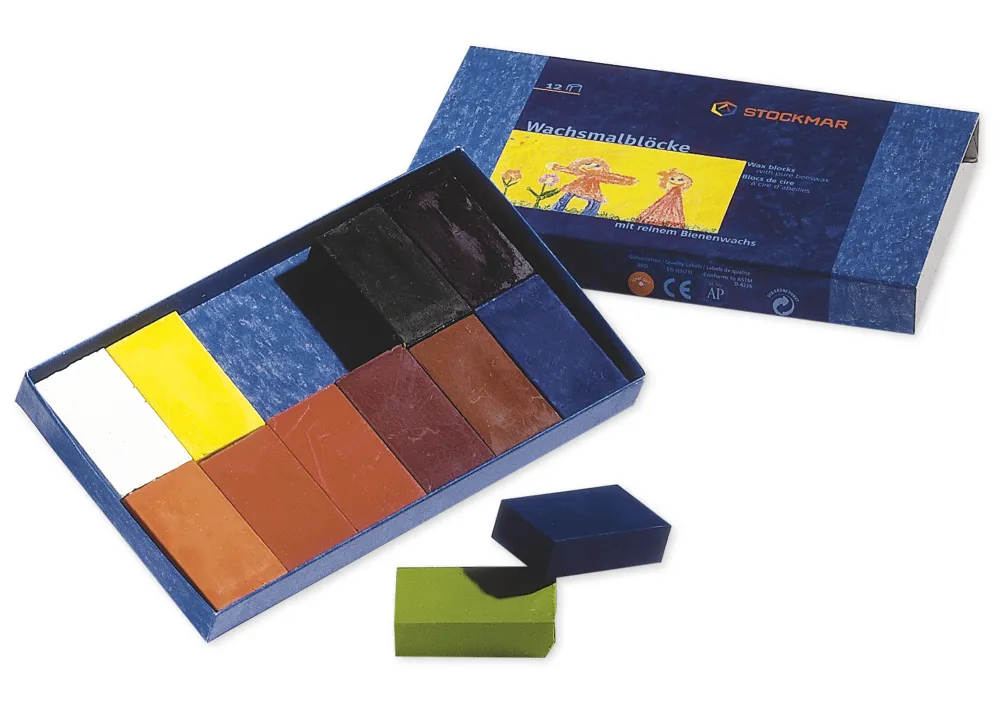 Stockmar Wachsmalblöcke, 12 Farben im Kartonnetui