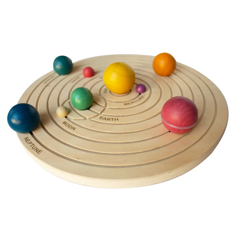 3D-Sonnensystem aus Holz mit Infokarten 