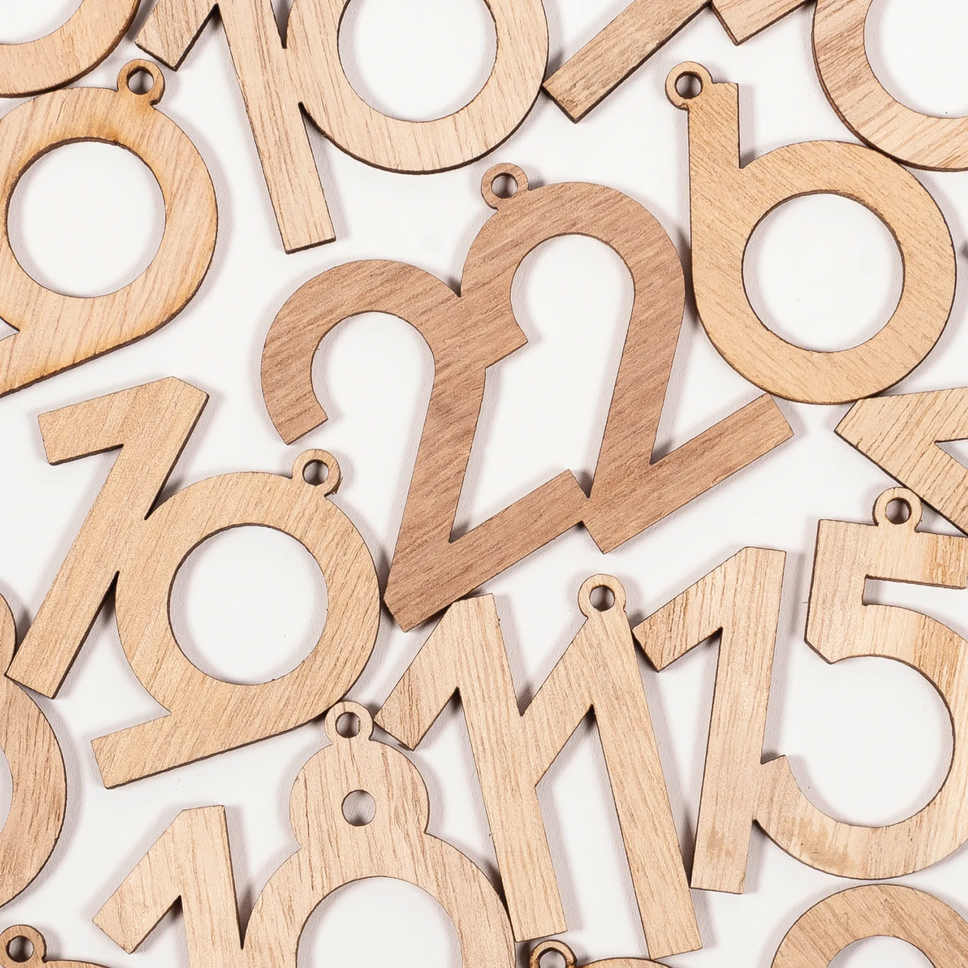 Adventskalender-Zahlen "1 bis 24", aus Holz, naturfarben