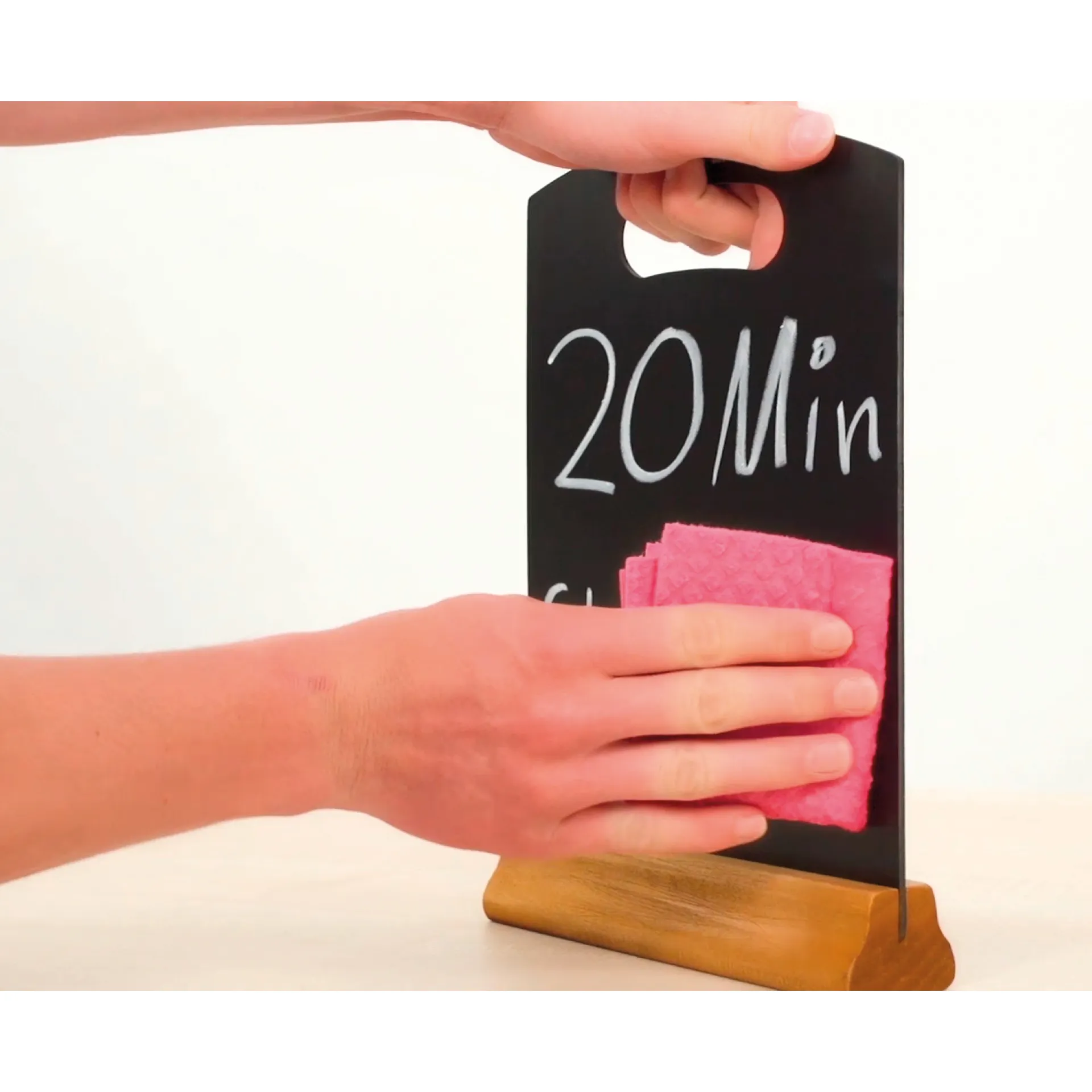 Tisch-Tafel A4 mit Standfuß und Grifföffnung