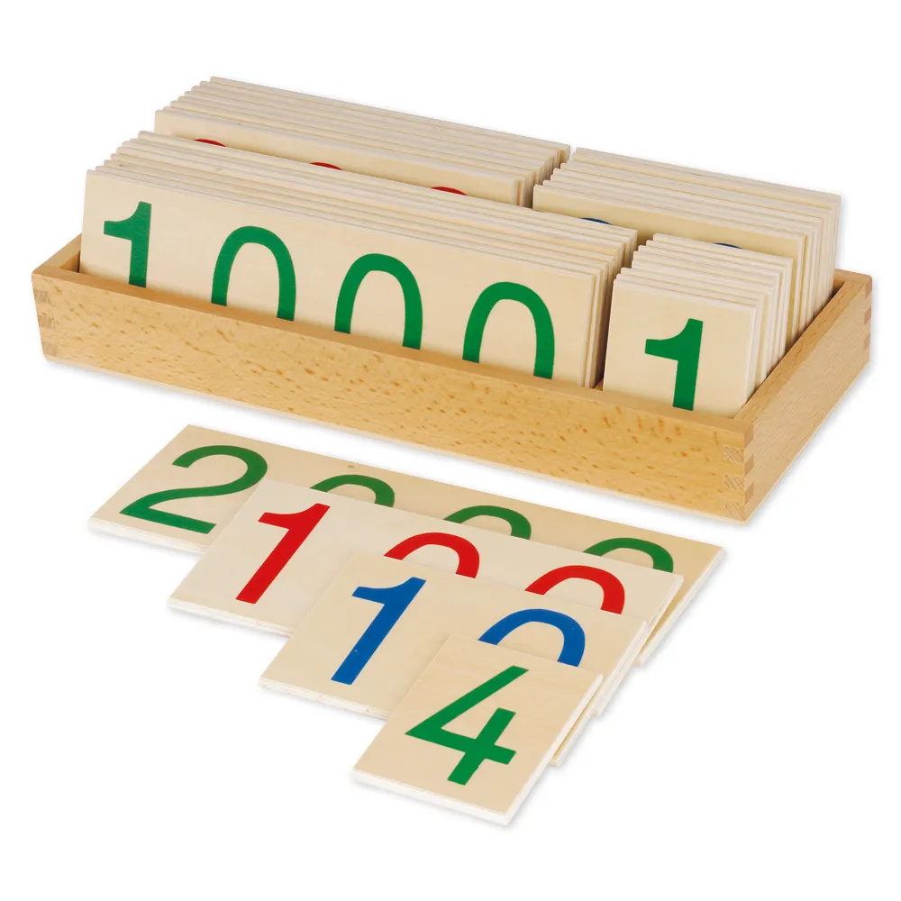 TimeTEX Hölzerne Zahlenkarten 1-9.000, groß, im Kasten "Montessori Premium"