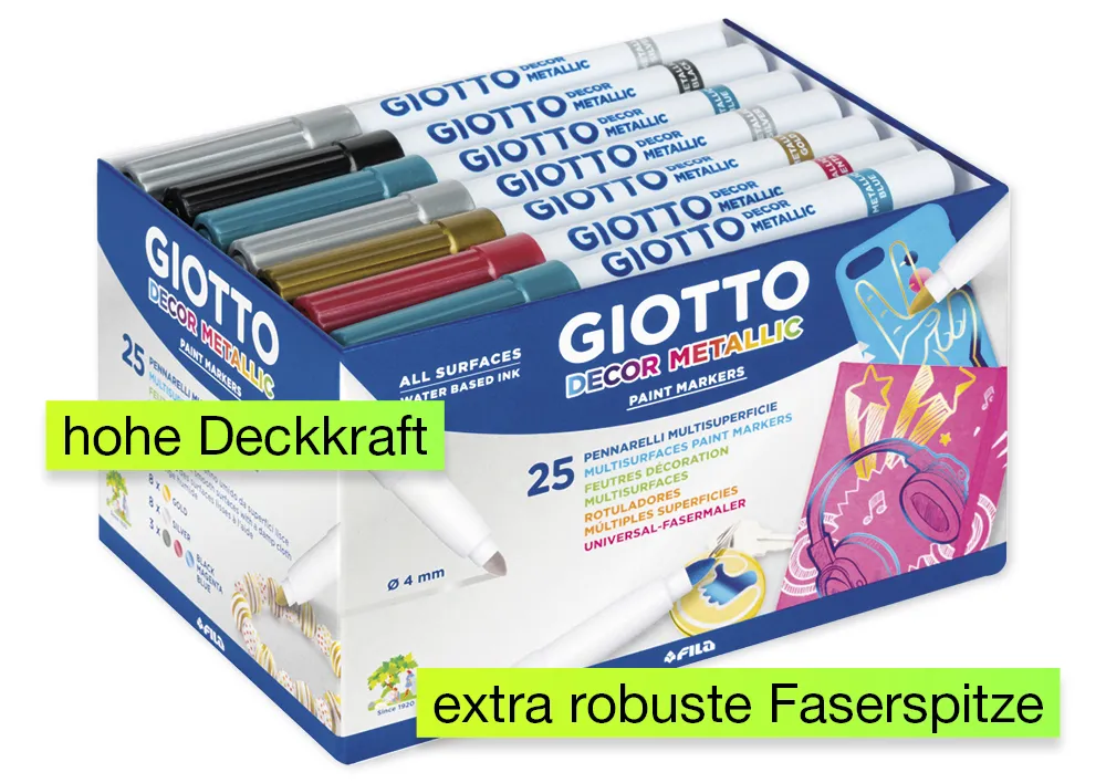 GIOTTO Decor Metallic Universal-Fasermaler, 25-tlg.