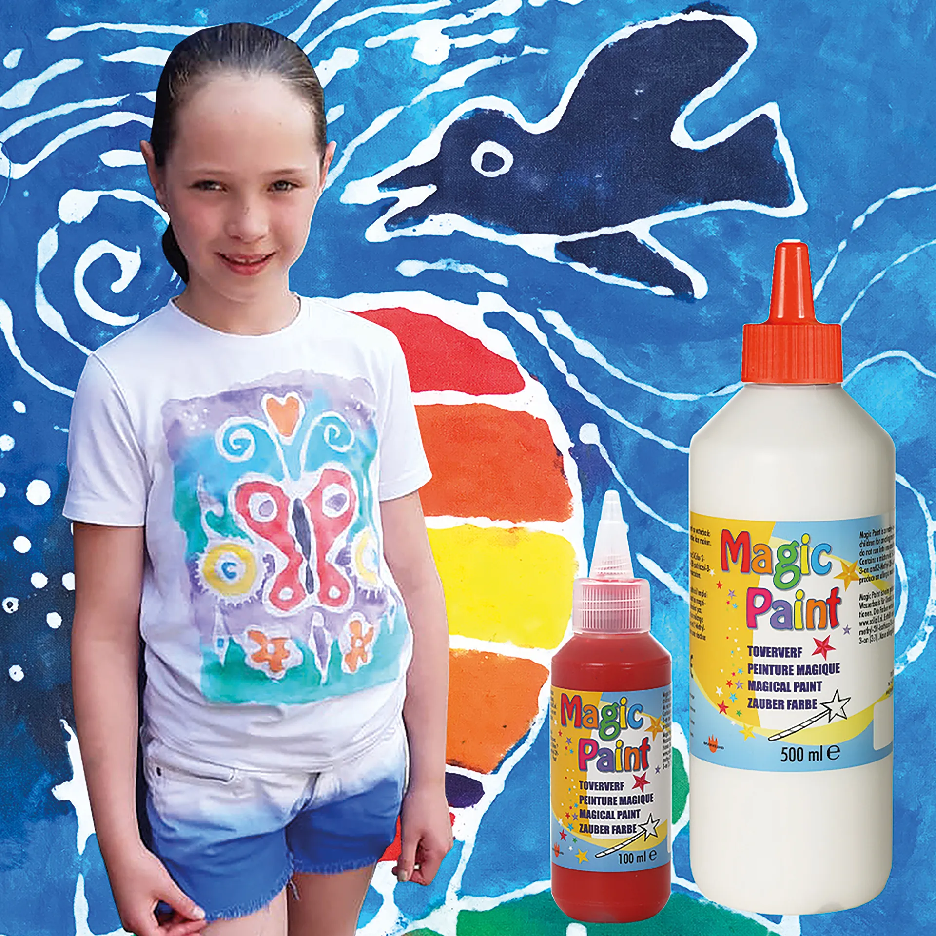 Magic Paint Zauberfarbe inkl. Textilmedium á 500 ml, 7-tlg.