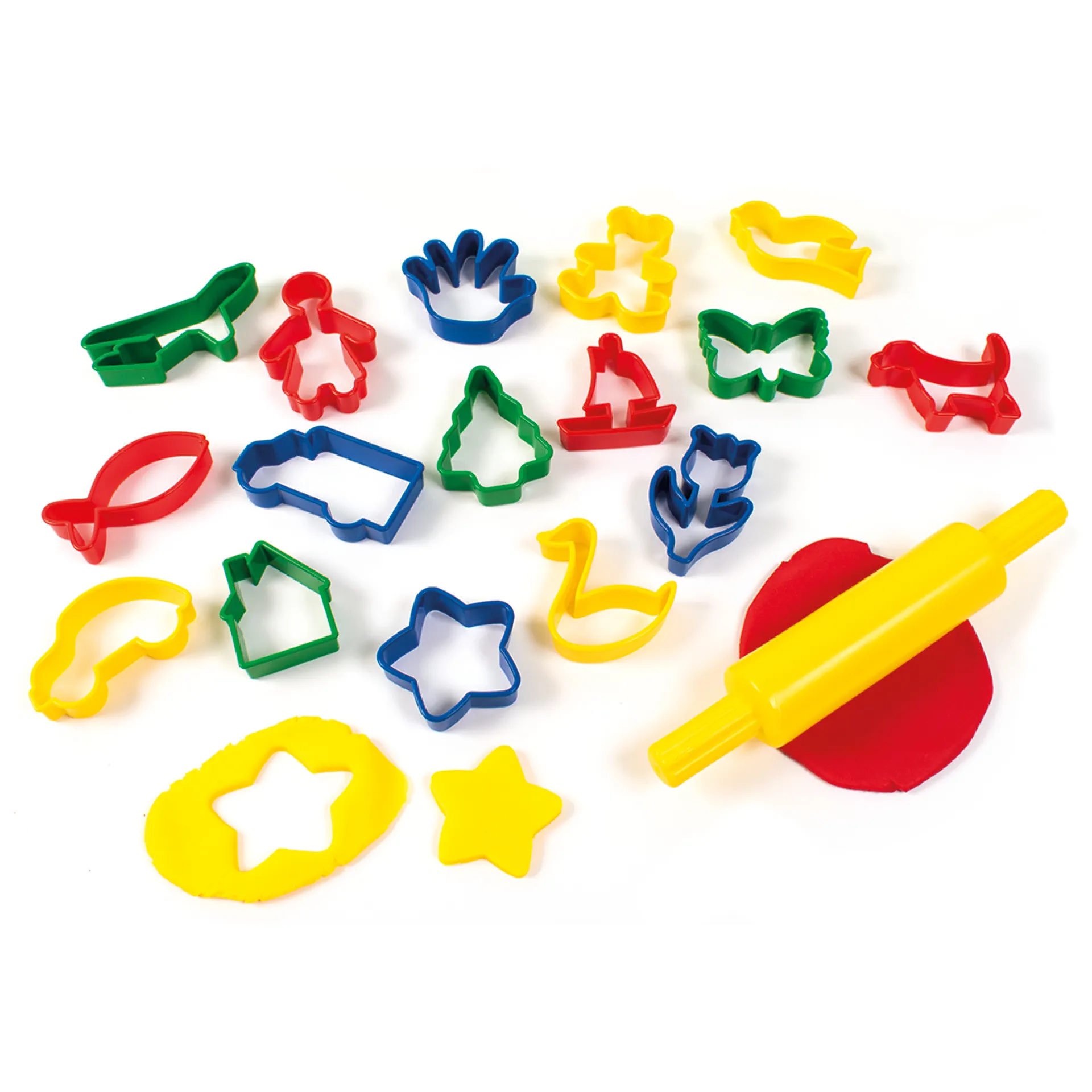 Ausstechformen für Knete, mit Knetrolle, 17-tlg.