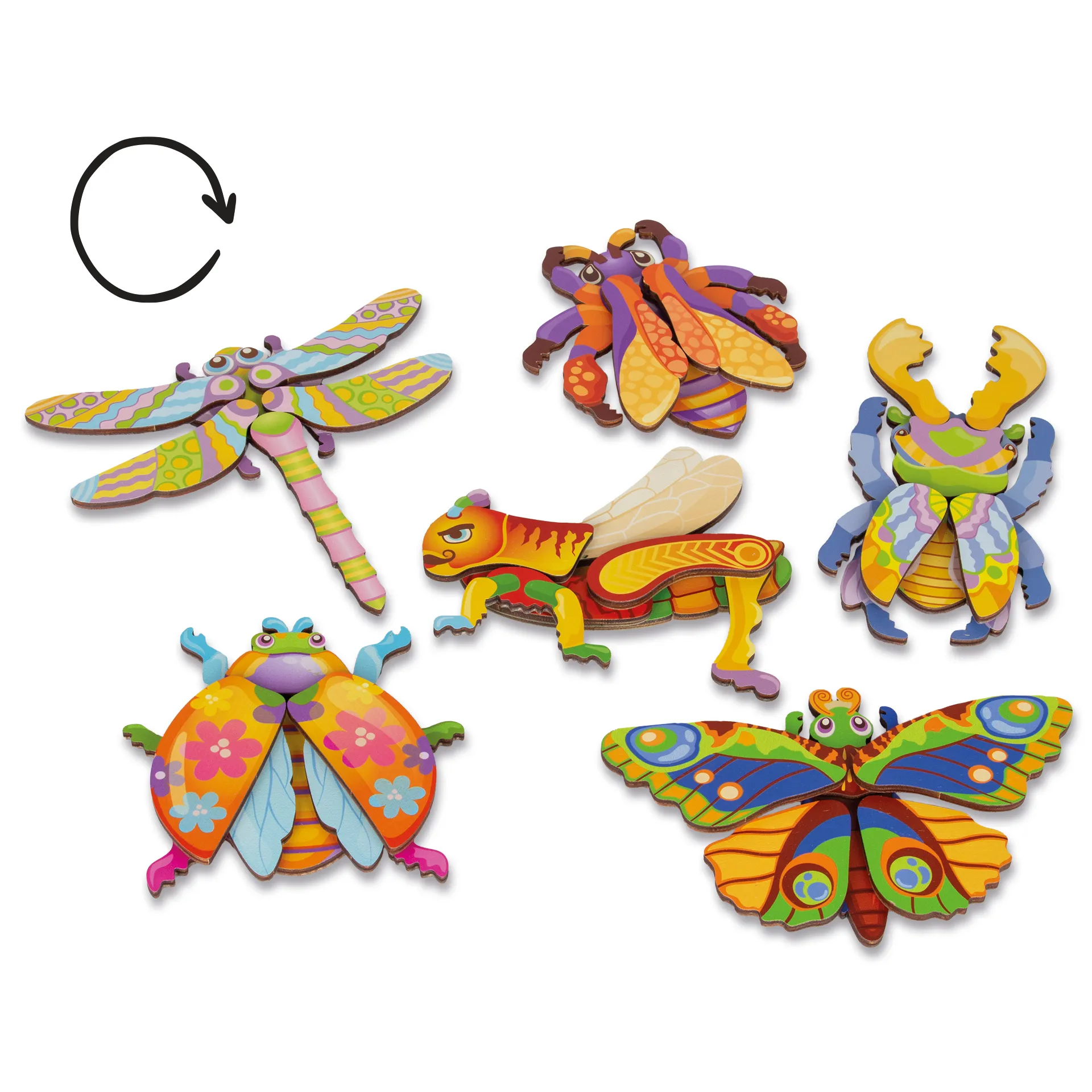 Magnetpuzzle Insekten, Holz, 45-tlg.