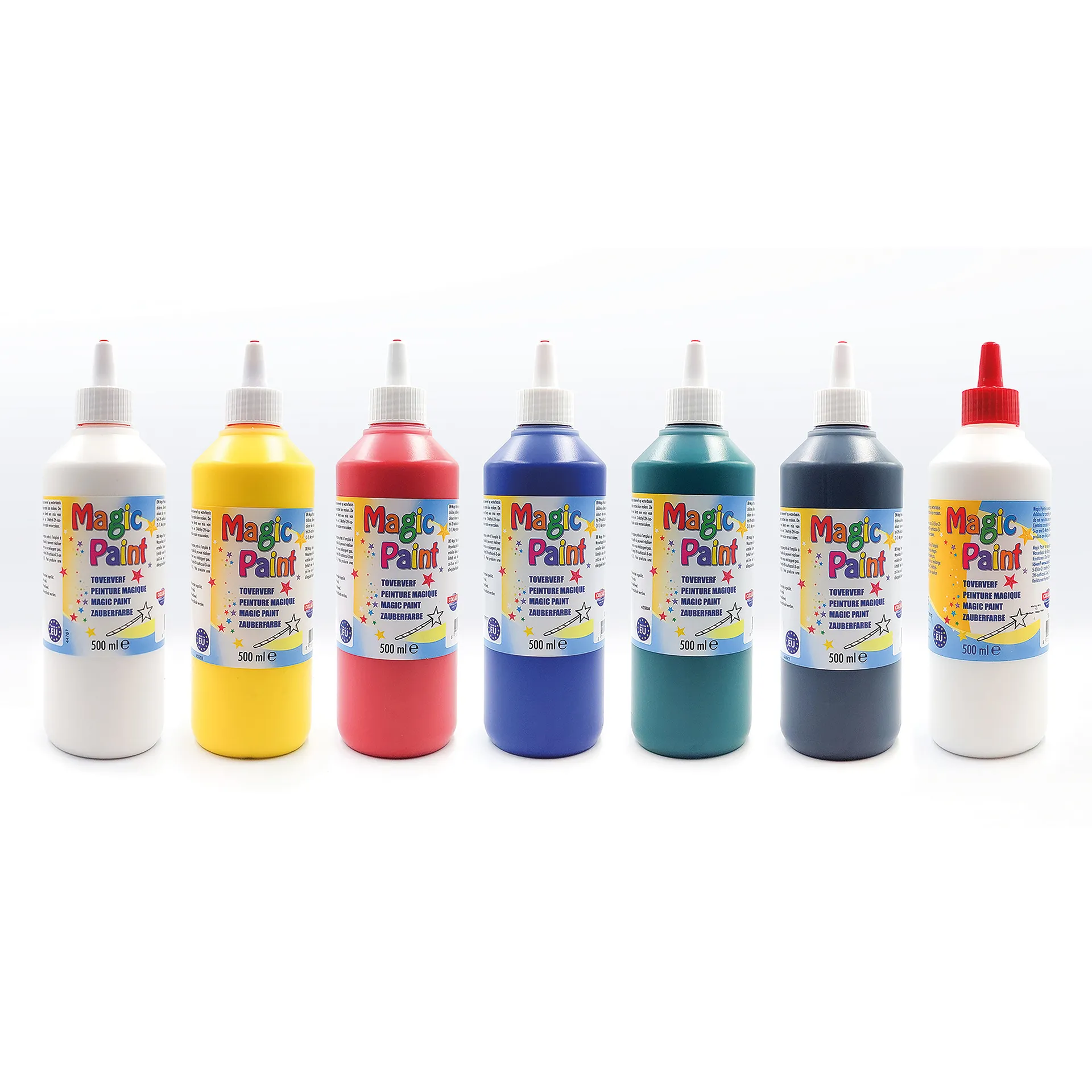 Magic Paint Zauberfarbe inkl. Textilmedium á 500 ml, 7-tlg.
