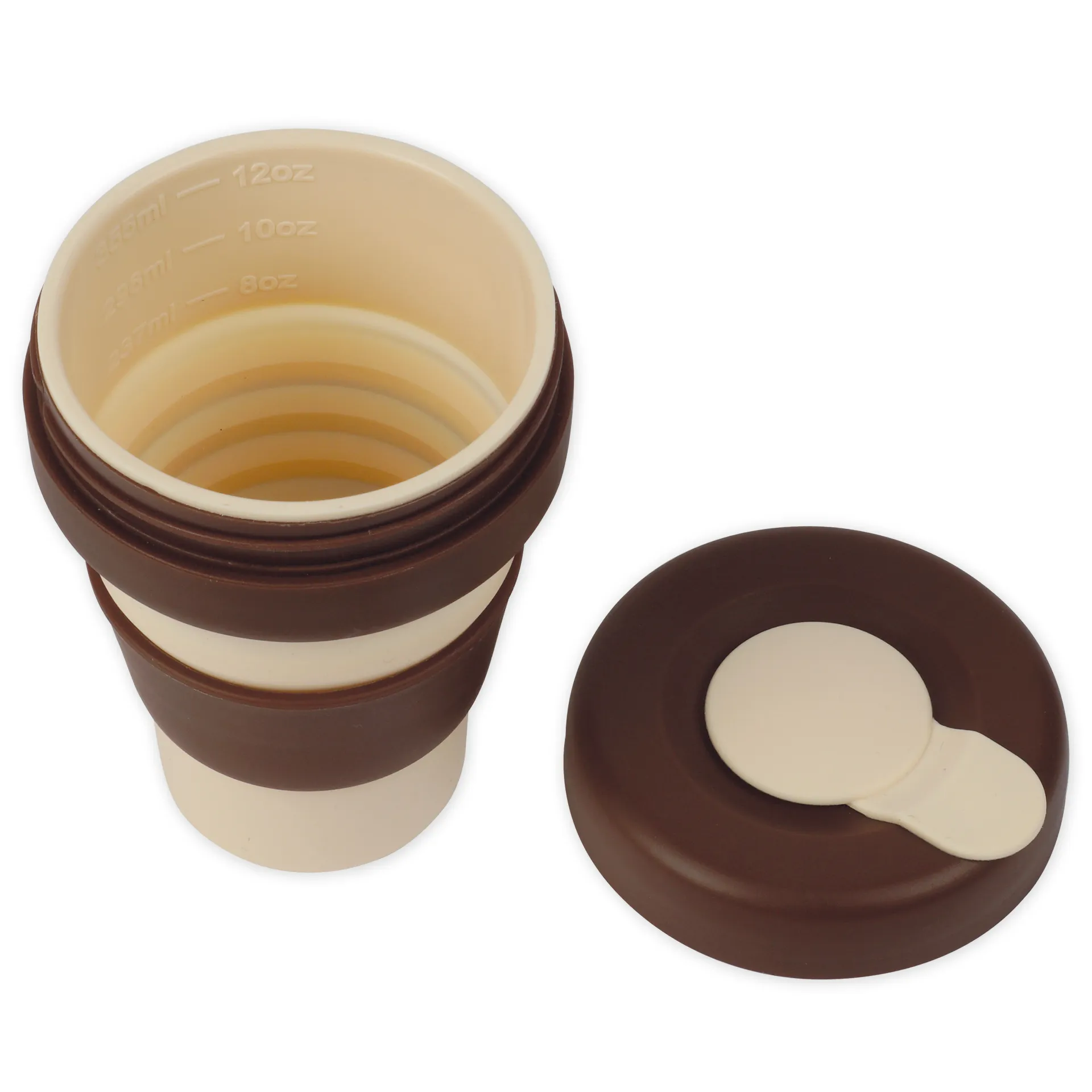 Trinkbecher mit Deckel aus Silikon, faltbar, 355 ml