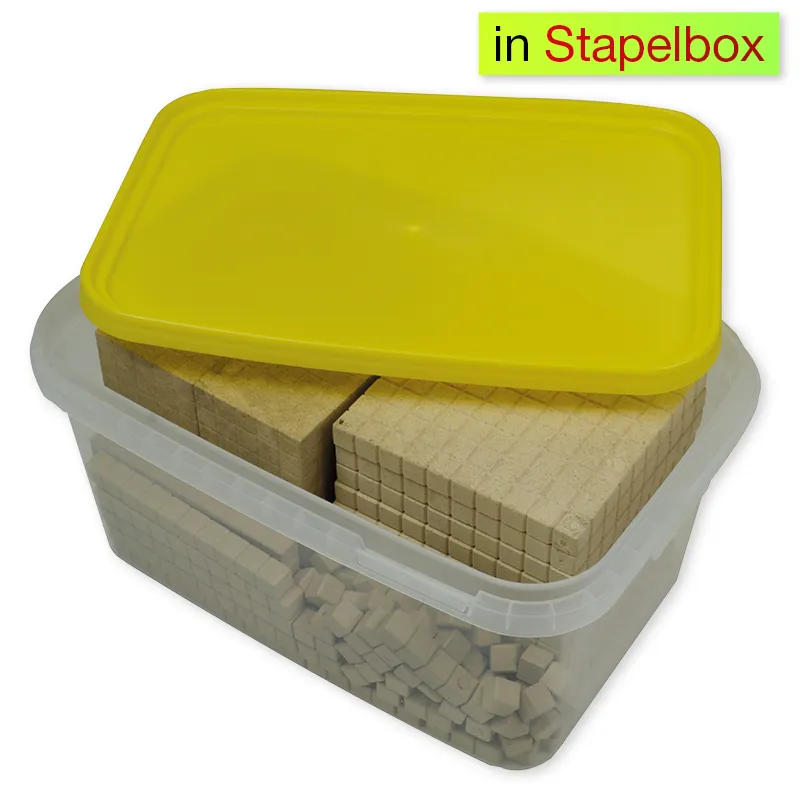 Dienes Grundsortiment, 121-tlg., Zahlenraum 1.000, naturfarben, in Stapel-Box