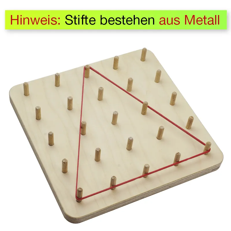 Geometrie-Brett aus Holz (25 Stifte), 20x20 cm
