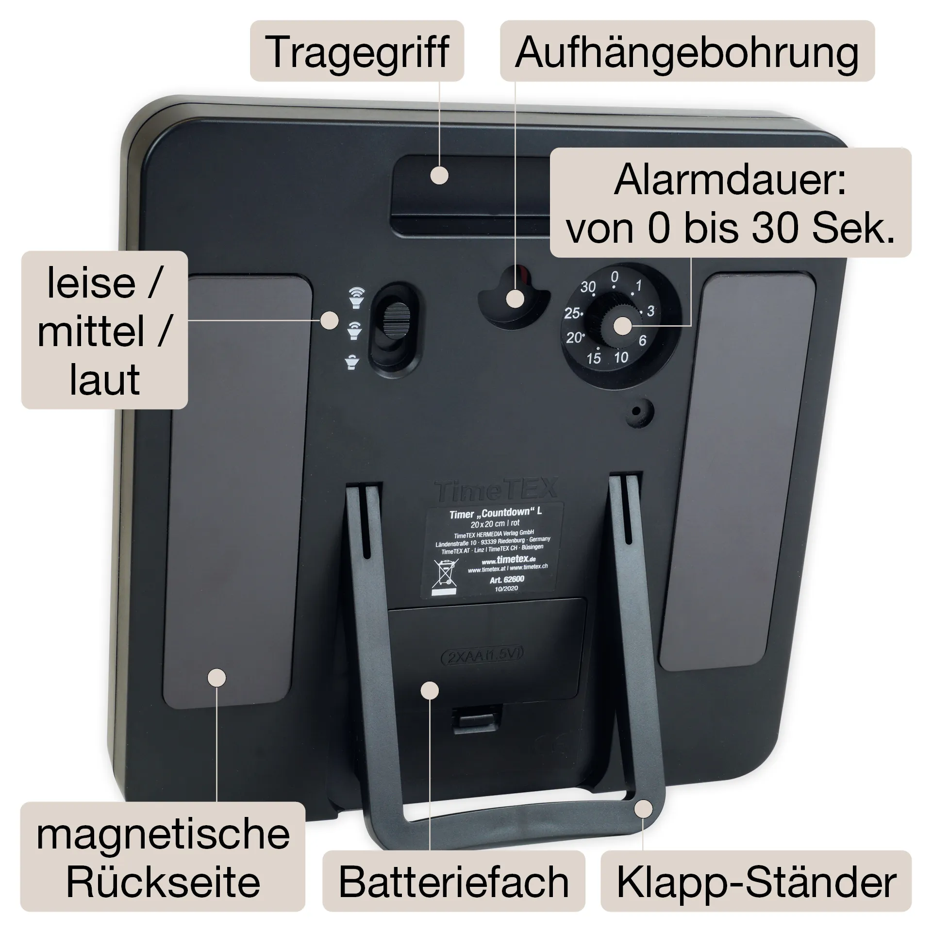 TimeTEX Timer "Countdown" L, 20x20 cm