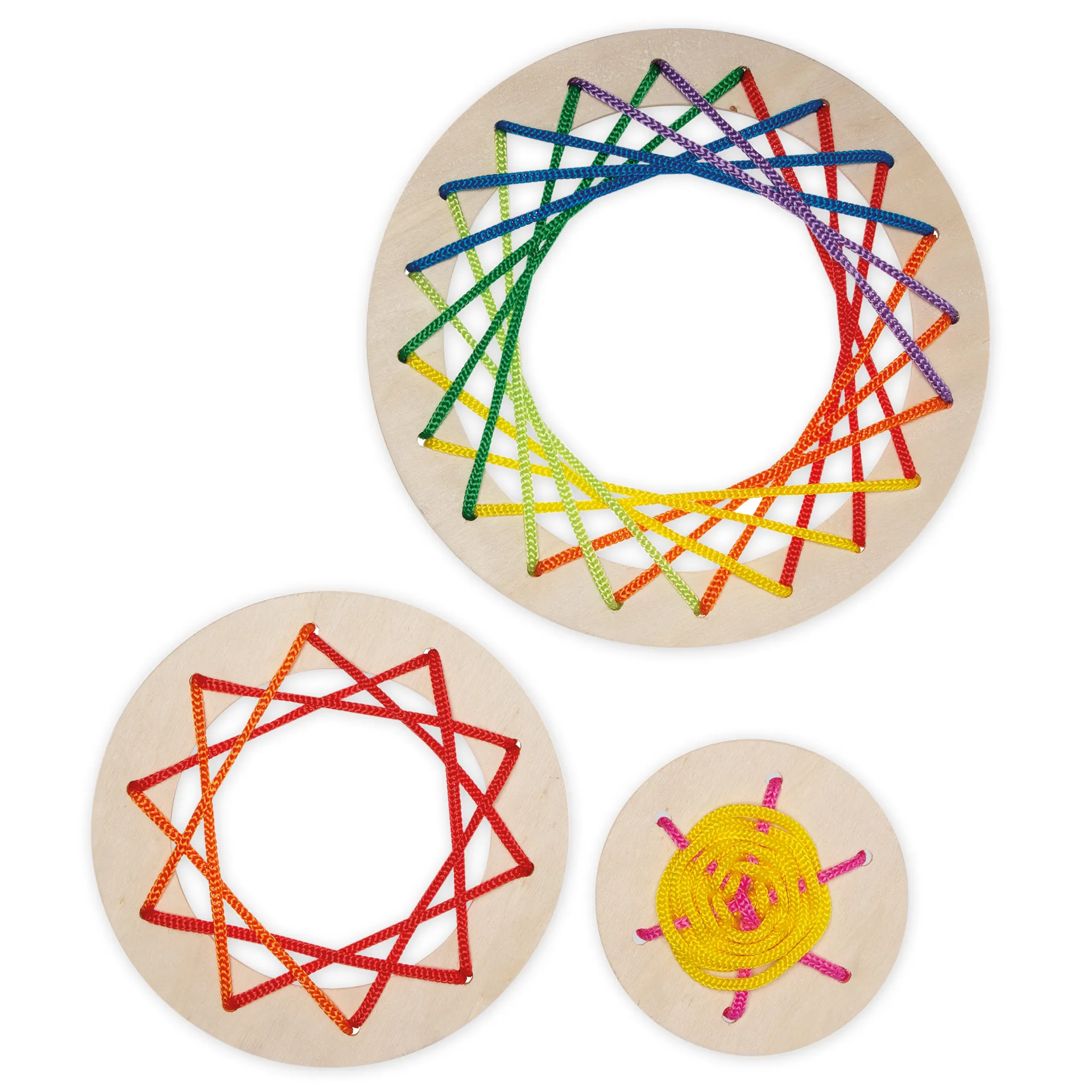 Fädelringe aus Holz, 9 Stück