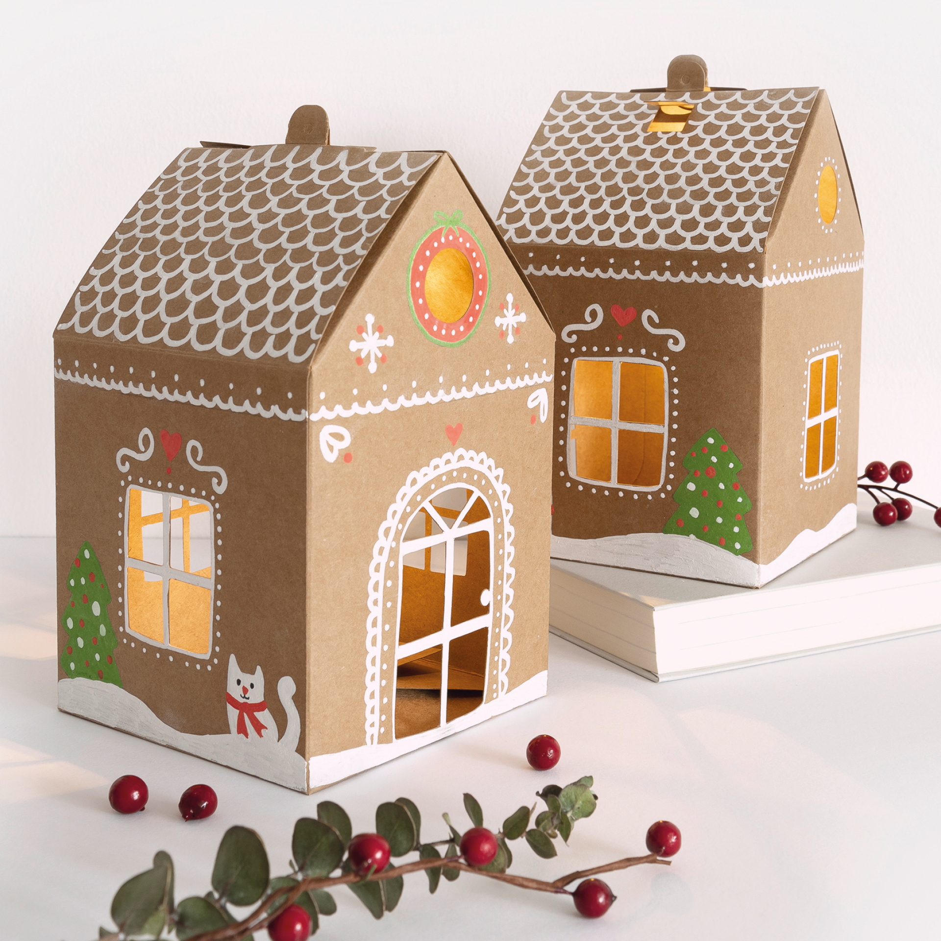 Bastelset "Kraftkarton-Häuschen", 6 Stück