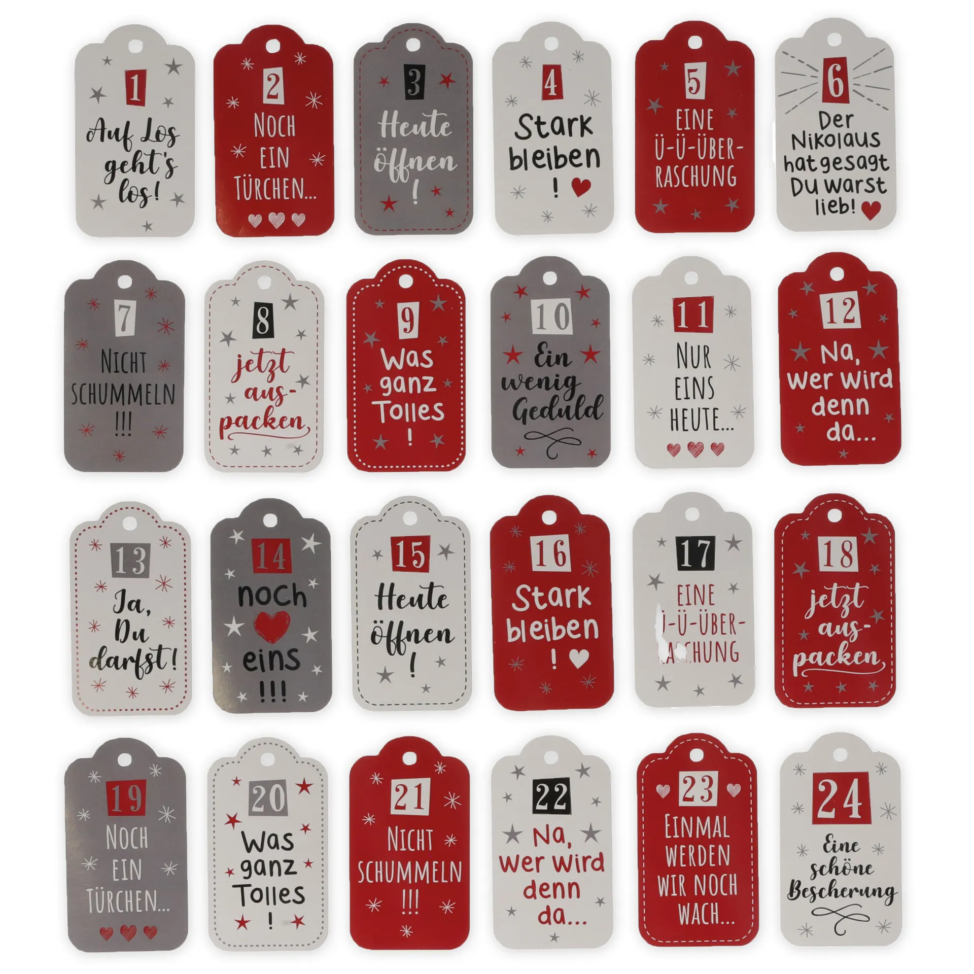 Adventskalender-Anhänger "Sprüche", 24 Stück