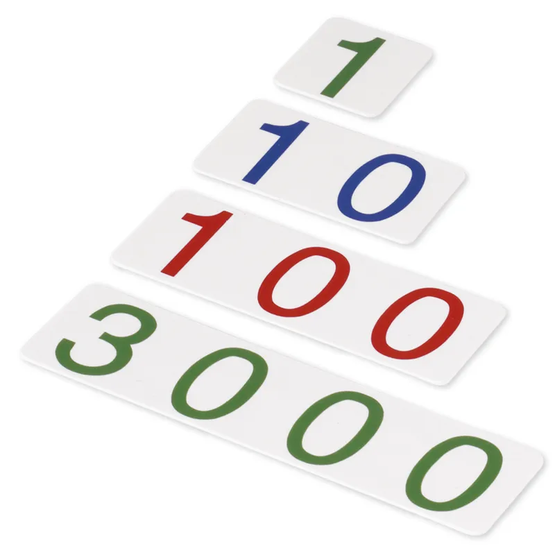 TimeTEX Zahlenkarten klein, 1-3.000, Kunststoff "Montessori Premium"